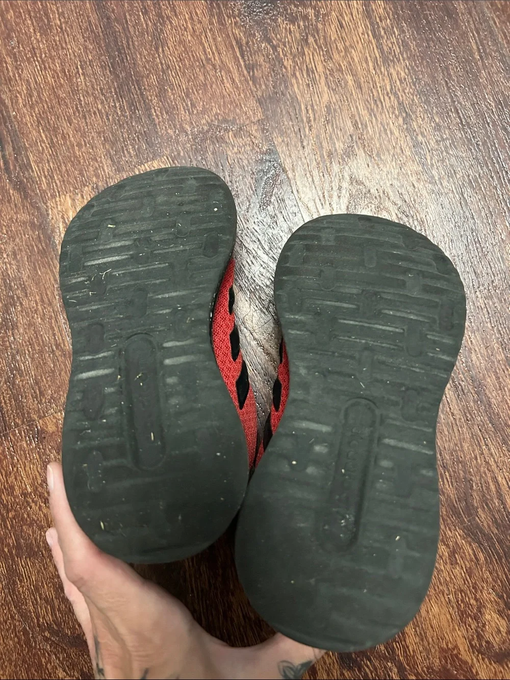 adidas Kids Red and Black Velcro Lace Sneakers